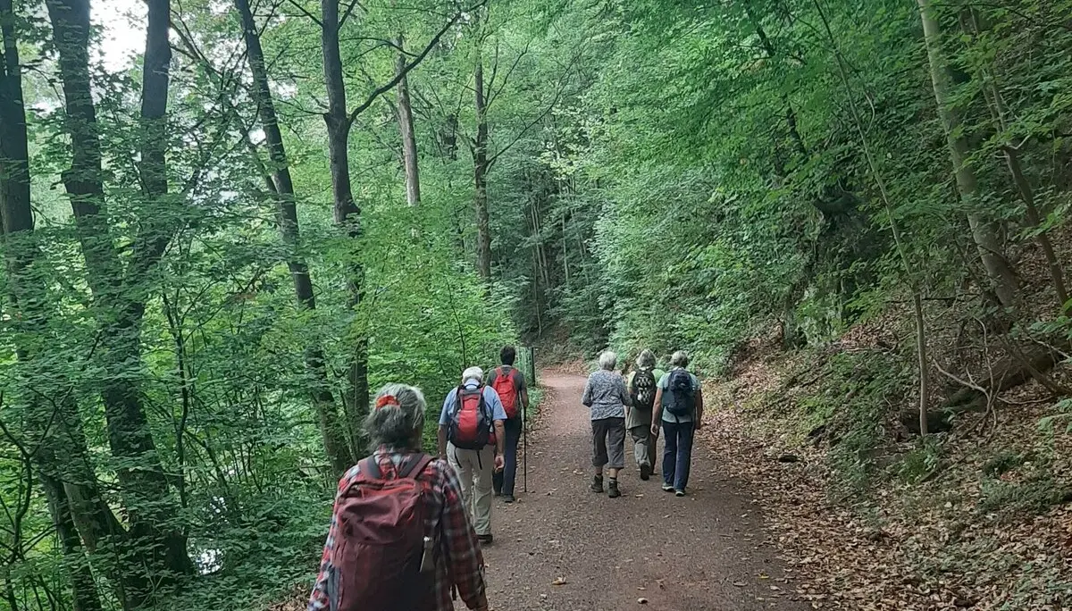 Teilnehmer-einer-Wanderung-an-der-Rappbodetalsperre | © Beate Straube